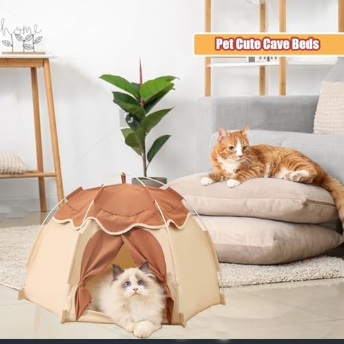 Gigreinc Cat Tent for Indoor, Indoor Dog House,Kitten Tent Suitable for Samll Dogs,Pet Cute Cave Nest Dog Houses(Beige, Large)