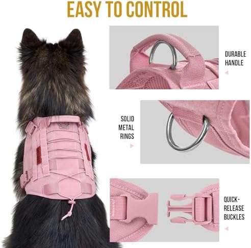 OneTigris Tactical Dog Harness No-Pull Service Vest for Medium Large Dogs