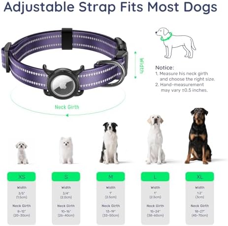 Airtag Dog Collar for Large Dogs, Reflective Dog Collar with Airtag Holder