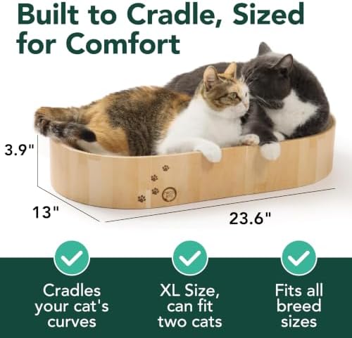Necoichi Cat Scratcher Bowl Capsule for Indoor Cats - Cat Scratching Lounger with Reversible Usability and Extra Comfort for Lounge, Cardboard Bed Couch