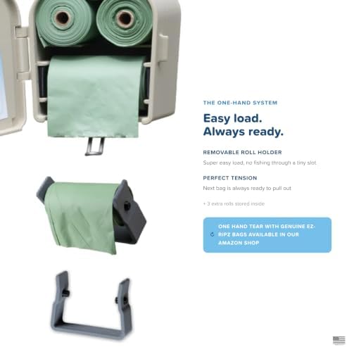 Indoor/Outdoor Dog Poop Bag Dispenser Wall Mount (Khaki), Includes 3 Sample Rolls of Waste Bags, Easy Setup Dog Poop Station