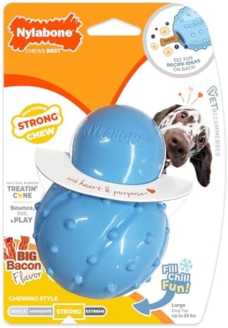 Nylabone Strong Chew Rubber Stuffable Cone Treat Toy, Bacon Flavor, Large
