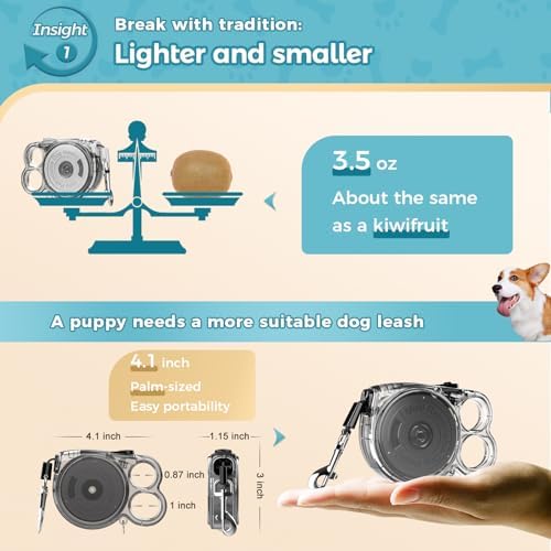 10 ft Retractable Dog Leash for Tiny & Small Dogs, Puppies, Cats