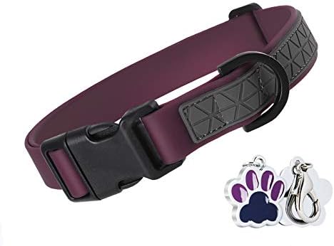 Dog Collar Waterproof Pet Collars,Neck Adjustable Silicone Dog Collar with Strong Coated Webbing and Cute Metal Pendant for Boy Girls Dog Collars S/M/L Sizes