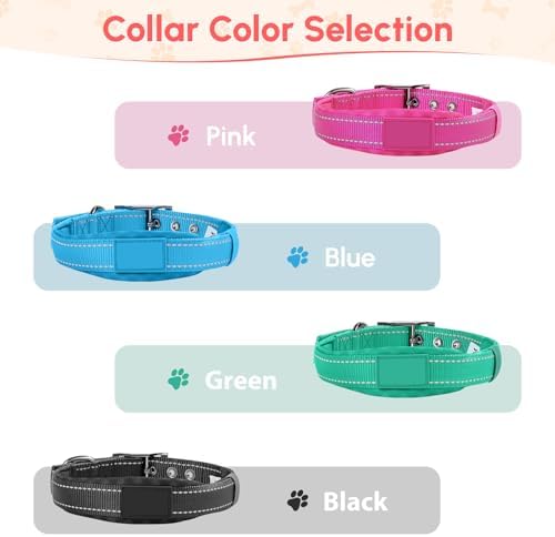 Personalized Buckle Dog Collars - Premium Padding Comfort - Reflective Custom Dog Collar with Name and Phone Number - Small, Medium, Large Dogs - Adjustable Nylon Dog Collar