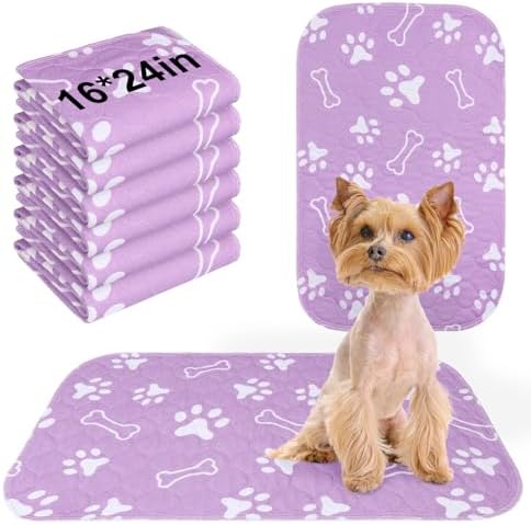 BEAUTYZOO 6 Pack Washable Pee Pads for Dogs,Reusable Puppy Pads 16x24
