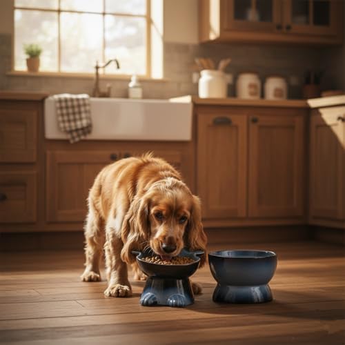 Nihow Dog Food & Water Bowls: Elevated Ceramic Bowls for Medium/Small Dog