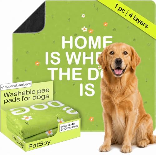 PetSpy Washable Pee Pads for Dogs - Waterproof Reusable Puppy Pads No-Slip Surface - Stylish Dog Potty Training Pads Protect Against Leakage (Grass, 1 Pack - 72" x 72")