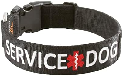 Tacticollar - Service Dog Collar, Nylon, Adjustable, Embroidery, with Space for Hook and Loop Patches ((Medium) 16-20in Length x 1.5in Width)