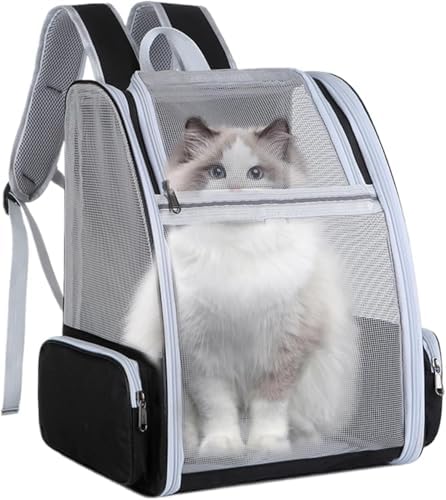 Ventilated Cats Dogs Rabbits Carrier Backpack for Small Pets and Puppies – Perfect for Outdoor Adventures and Vet Visits, Ultimate Comfort On-The-Go (Black)