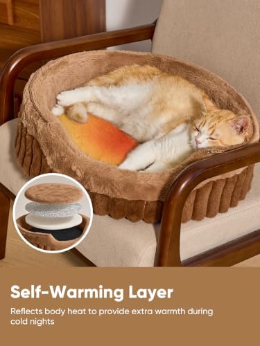 FUKUMARU Cat Cave Bed, 2-in-1 Enclosed Cat Bed for Indoor Cat, Cat Hideaway