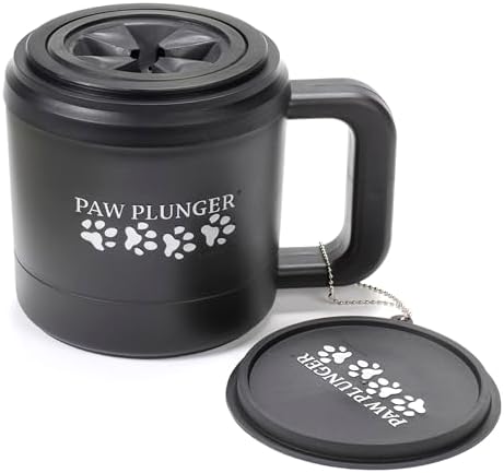 Paw Plunger – Dog Paw Cleaner - Dog and Puppy Essentials - Portable Dirty Paw Washer - Ideal for Small Dogs - Black