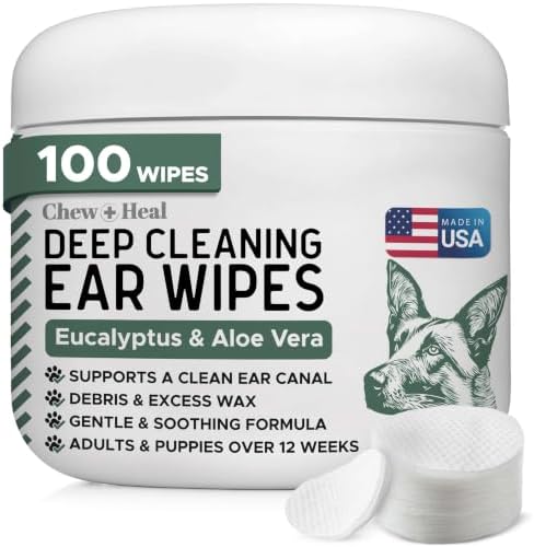 Deep Cleaning Dog Ear Wipes - 100 Wipes for Debris & Excess Wax