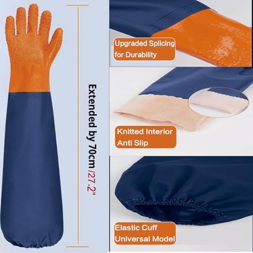 YOFANG 27.2" Long Sleeve Pet Grooming Bathing Gloves Anti-Scratch