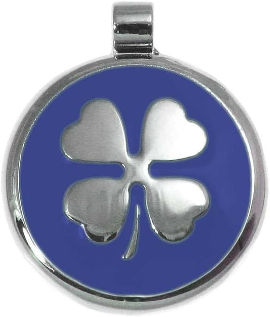 LuckyPet Clover Jewelry Tag - Pet Identification Tag for Dogs - Custom Engraved on The Back Side - Size: Large, Color: Blue