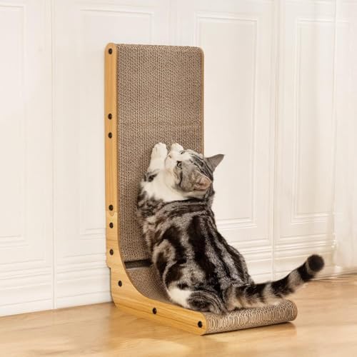 Poils bebe L Shape Cat Scratcher, 26.8 Inch Cat Scratchers for Indoor Cats