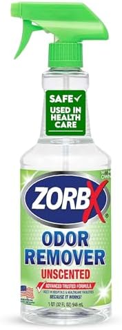 ZORBX Unscented Odor Remover Spray 32 Oz, Hospital-Grade Formula
