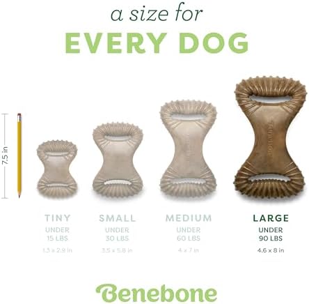 Benebone Dental Dog Chew Toy for Aggressive Chewers, Real Bacon, Large