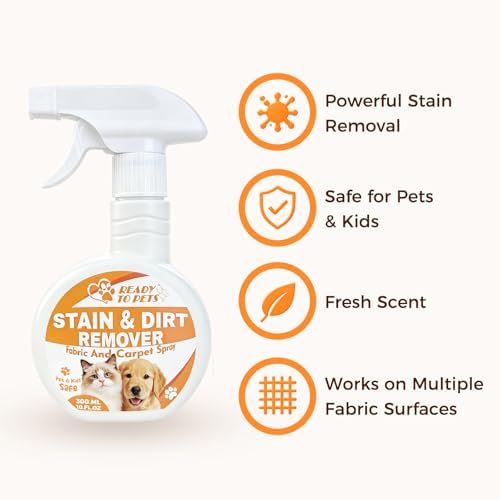 Carpet Stain Remover – Dog & Cat Urine, Poop & Vomit Cleaner – Fabric Spray for Rugs, Bed Sheets, Curtains, Sofas, Upholstery & Car Floor