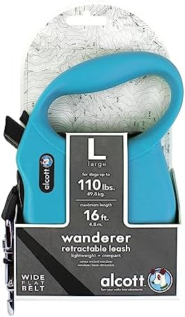 Alcott Wanderer Retractable Leash, Large, Blue