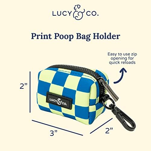 Lucy & Co. Have a Nice Day Everyday Dog Poop Bag Holder - Leak Proof Dispenser - Hygienic Pet Poop Pickup - Purple Checker