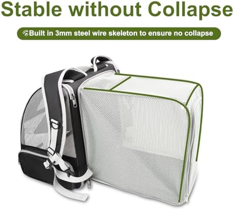 Texsens Innovative Traveler Bubble Backpack Pet Carriers for Cats and Dogs (Expandable-Black)