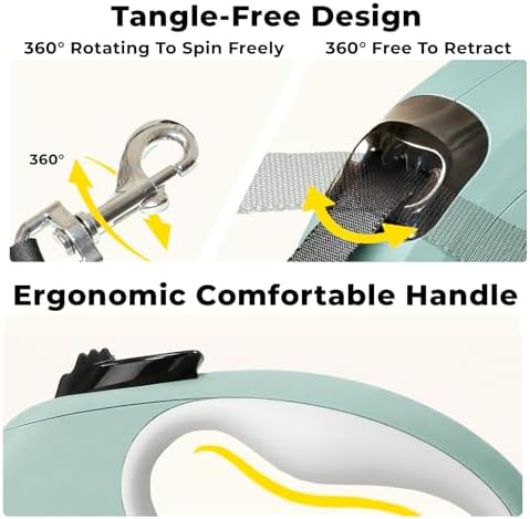 Retractable Dog Leash 16ft for Small & Medium Dogs Up to 55 lbs