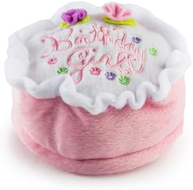 Haute Diggity Dog Birthday Girl Cake Plush Dog Toy, Funny Stuffed Dog Toy