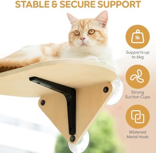 EDAGNY Cat Window Perch Cat Platform for Climbing with Strong Suction Cups
