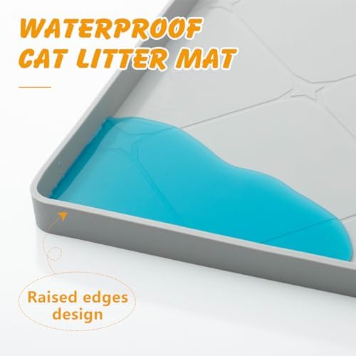 Large Cat Litter Mat 40x22 in, Waterproof Silicone, Gray