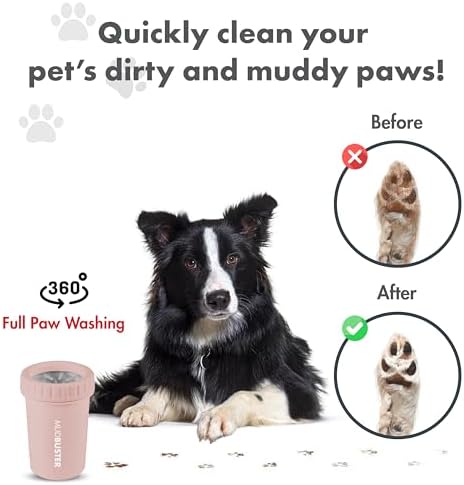 Dexas MudBuster Medium Dog Paw Cleaner, Blush, Fits 1.5"-2.5" Wide Paws, Gentle Silicone Bristles for Quick, Easy Cleaning