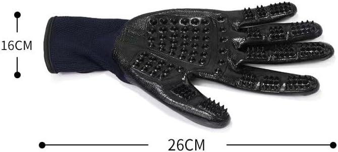 Pet Grooming Gloves for Dogs Cats Horses - Gentle Silicone Deshedding Brush Mitt - Hair Remover Tool for Bathing Massage - 1 Pair Black