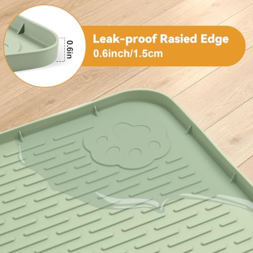 Silicone Cat Litter Mat 50"x35" Cat Mat for Litter Box, Green