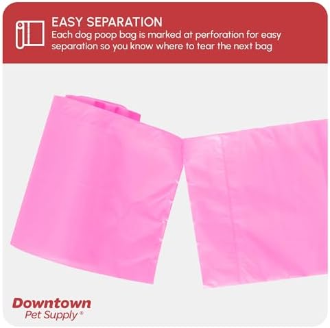 Downtown Pet Supply Poop Bags for Dogs with Dispenser, 220 Count - Leak-Proof Dog Waste Bags and Bone-Shaped Dog Poop Bags Holder for Leash - Pink, 12.5" x 8.5"