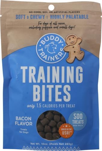Buddy Biscuits Trainers Training Bites Soft & Chewy Dog Treats, Bacon, 10 oz. Pouch (Pack of 2)