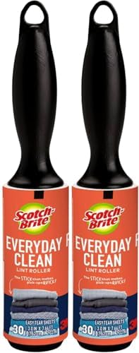 Scotch 3M Mini Lint Rollers 2-Pack (30 Sheets Each), Travel-Size Portable Sticky Lint Removers for Clothes, Furniture, Car Interiors and Pet Hair