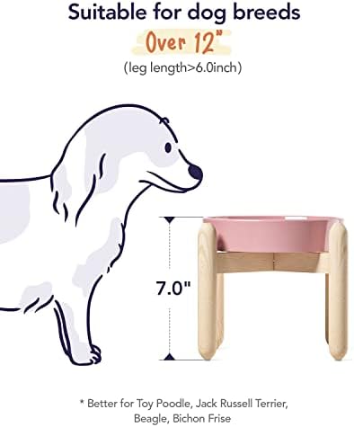 LE TAUCI Ceramic Slow Feed Dog Bowls, Elevated for Small and Medium Breed Dogs, Anti-Gulping Pet Feeding Dishes, Flower Pink, 1.5 Cups