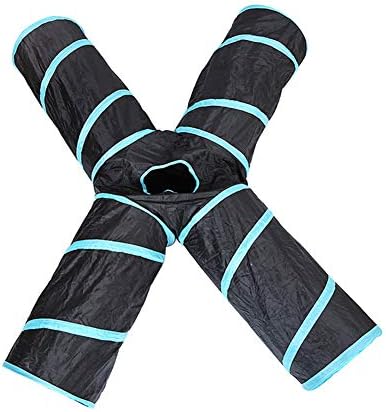 Cat Tunnels Crinkle Play Toys Collapsible Tube with Ball Maze Cat House Pet Interactive for Cat Puppy Kitten Rabbit 4-Way Tunnel