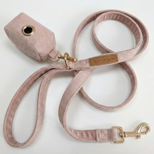 – Luxury 3-Piece Dog Walking Set – Adjustable Collar, 150 cm Leash, Poo Bag Holder – English Tweed & Soft Velvet – Elegant, Comfortable & Practical – 3 Colors