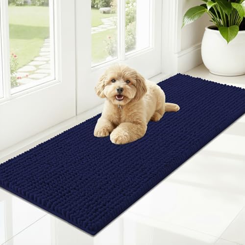 OLANLY Dog Door Mat for Muddy Paws 47x17, Extra Absorbent Chenille Mud Mat