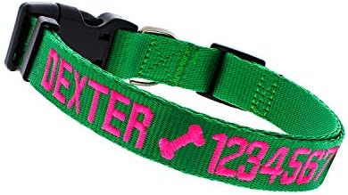 Embroidered Dog Collars Personalized, Custom Collar w Text and Phone Number | 3 Adjustable Sizes - 8 Colors | - Safe&Secure Pet Collars with ID, Pet Name for Boy, Girl Dogs, Puppy