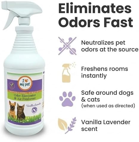 I Love My Pet Odor Eliminator Spray, 32 oz, Vanilla Lavender Scent