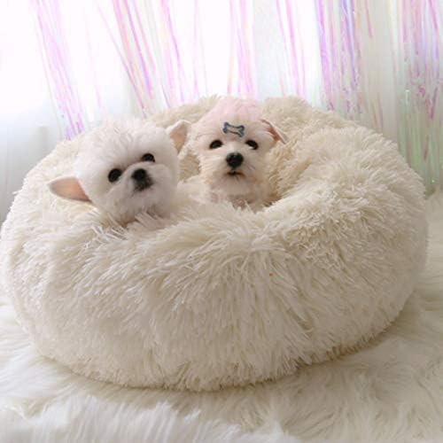 Modern Soft Plush Round Pet Bed for Cats or Small Dogs, Mini Medium Sized Dog Cat Bed Self Warming Autumn Winter Indoor Snooze Sleeping Cozy Kitty Teddy Kennel (20''D x 8'' H, Dark Grey)