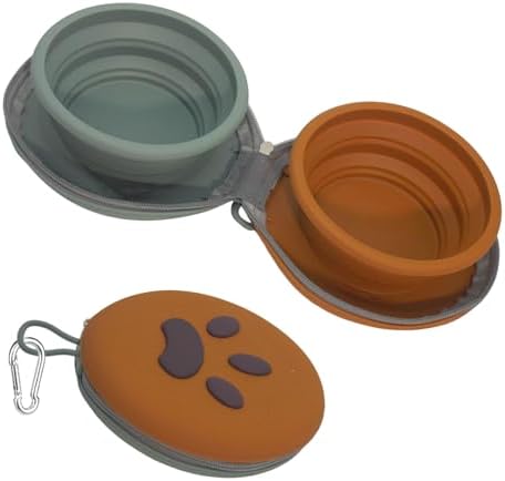 2-in-1 Collapsible Dog Travel Bowl Portable Silicone Carabiner