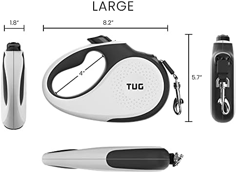 TUG Original Retractable Dog Leash, 16 ft (Large, White)