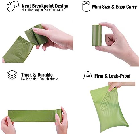 Biodegradable Doggy Poop Bags, Extra Thick Dog Poop Bags with Dispenser and Leash Clip, Scented Waste Bags for Puppy Outdoor Walking and Traveling,240 Counts