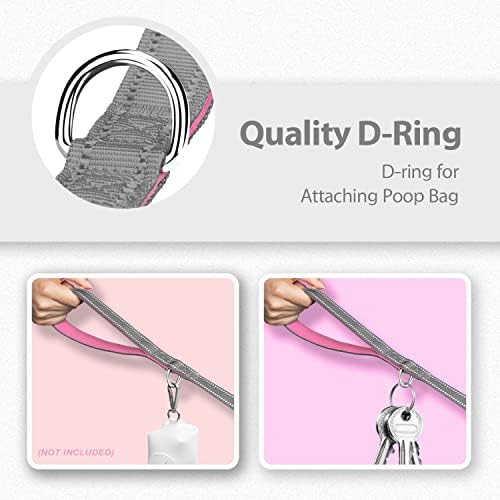 PHOEPET 5 Feet Dog Leash - Dual-Side Reflective - Soft Padded Handle