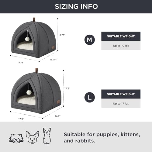 Bedsure 2in1 Cat Beds for Indoor Cats Cave for Kitten with Washable Pillow