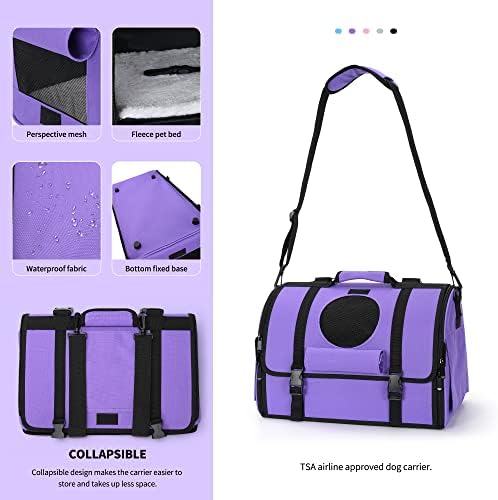 Mile High Life | Outdoor Travel Pet Carrier | Hiking Outdoor Dog Carrier Backpack | Collapsible Dog Carrier for Small Medium Dogs | Cat Crates w Breathable Mesh with Soft-Sided (Purple)
