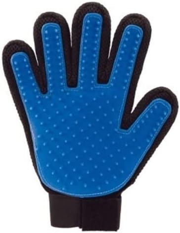 Pet Hair Remover Glove - Gentle Pet Grooming Glove Brush - Deshedding Glove - Massage Mitt with Enhanced Five Finger Design - Perfect for Dogs & Cats with Long & Short Fur - 1 Pack (Right-Hand), Blue